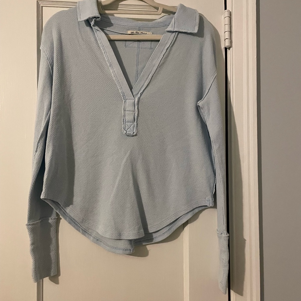 We The Free Light Blue Long Sleeve Top